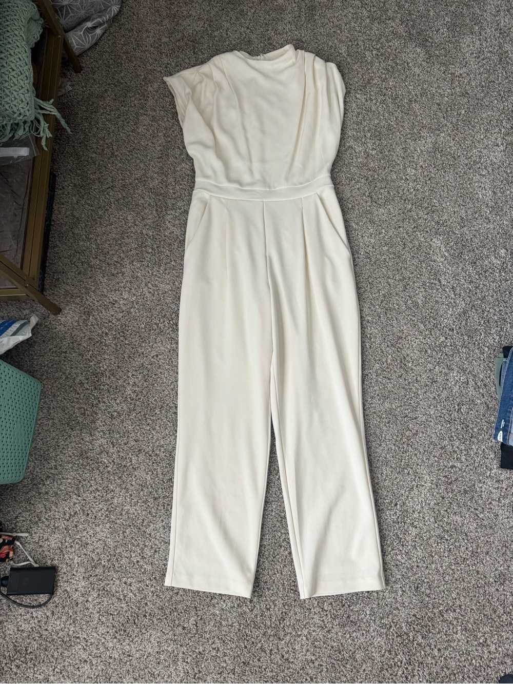 Express Cream Sleeveless Wide-Leg Jumpsuit